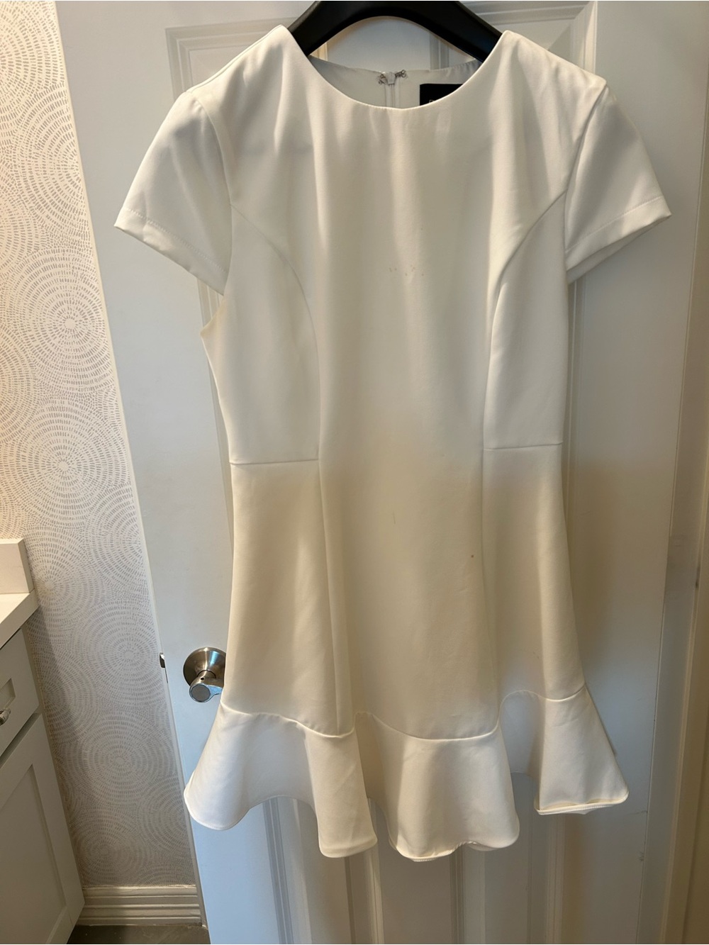 DO+BE White Crewneck Short Sleeve Dress with Ruffle Hem